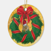 Ornement En Céramique Cute Chipmunk couronne de Noël (Gauche)