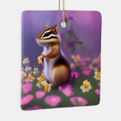 Ornement En Céramique Cute Chipmunk en Fleurs (Droite)