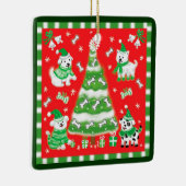 Ornement En Céramique Cute Christmas Tree and Puppy Dogs with Bones (Droite)