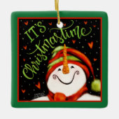 Ornement En Céramique Cute Festive Noël Snowman (Devant)