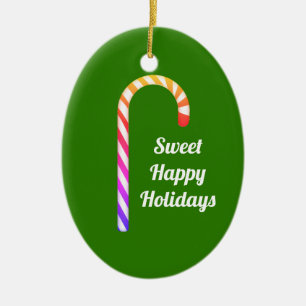 Ornement En Céramique Cute Fruity Candy Cane Sweet Holidays Ornament