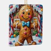 Ornement En Céramique Cute Gingerbread Man Cheerful Christmas Cookie Art (Droite)