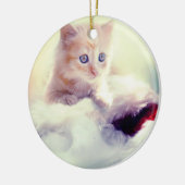 Ornement En Céramique Cute Kitten Décor de Noël rond (Gauche)