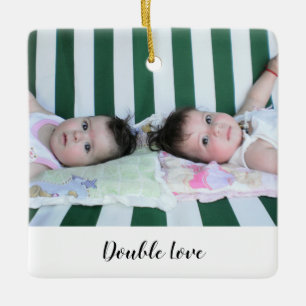 Ornement En Céramique Cute One Photo Twins Double Love