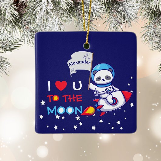 Ornement En Céramique Cute Panda Ours Astronaut Sur Rockship Kids