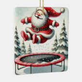 Ornement En Céramique Cute Père Noël Jumping personnalisé sur Trampoline (Droite)