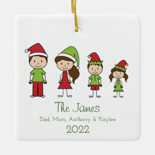 Ornement En Céramique Cute Personnalisée Famille de Noël en céramique Or