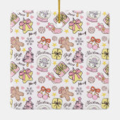Ornement En Céramique Cute Pink Pastel Christmas Pattern Photo Custom (Dos)