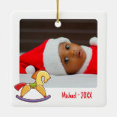 Ornement En Céramique Cute Rocking Horse 2 Photo Mon 1er Noël Baby's (Dos)