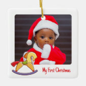 Ornement En Céramique Cute Rocking Horse 2 Photo Mon 1er Noël Baby's (Devant)