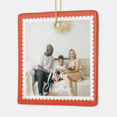 Ornement En Céramique Cute Scalloped 2 Photo Handwritten Christmas (Gauche)