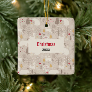 Ornement En Céramique Cute Woodland Animaux Nordic Motif Noël