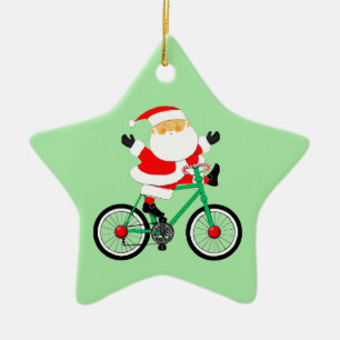 Ornement En Céramique Cycliste Noël à vélo