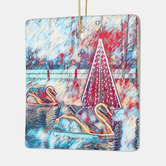 Ornement en céramique cygne et sapin de Noël (Gauche)