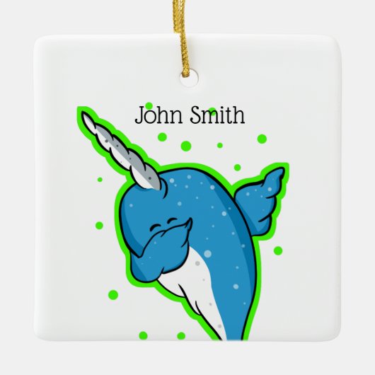 Ornement En Céramique Dabbing Narwhal (Devant)
