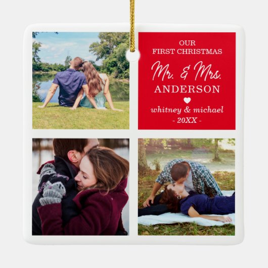 Ornement En Céramique D'abord M. et Mme Christmas Red (Dos)
