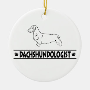 Ornement En Céramique Dachshund à poil dur humoristique
