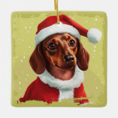 Ornement En Céramique Dachshund avec tenue du Père Noël - Noël 1 (Devant)