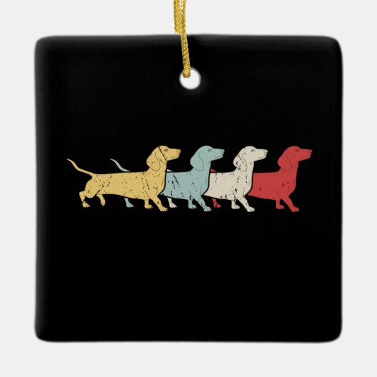 Ornement En Céramique Dachshund Retro Vintage (Devant)