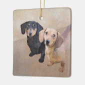 Ornement En Céramique Dachshund (Smooth) Peinture - Art Chien original (Gauche)