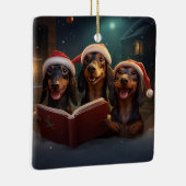 Ornement En Céramique Dachshunds Noël Caroling Festive Festive (Droite)