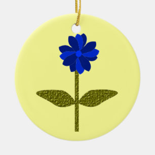 Ornement En Céramique Daisy Ocean Blue Custom Anniversaire