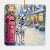 Ornement En Céramique Dalmatian Festive Mailbox Christmas Art (Dos)