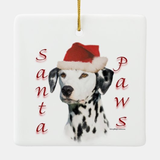 Ornement En Céramique Dalmatien (noir) Père Noël Paws (Dos)