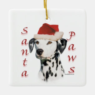 Ornement En Céramique Dalmatien (noir) Père Noël Paws
