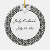 Ornement En Céramique Damask Elegance Mariage Round Orament (Dos)