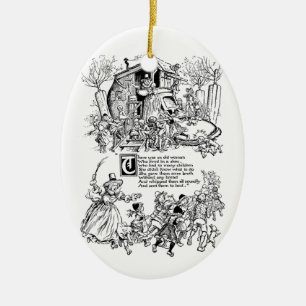 Ornement En Céramique Dame âgée dans une comptine de chaussure