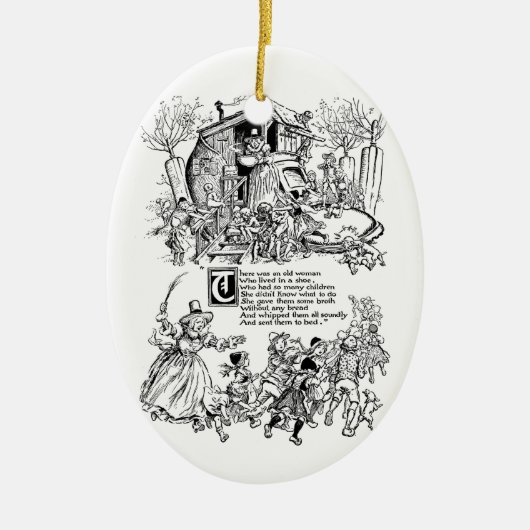 Ornement En Céramique Dame âgée dans une comptine de chaussure (Devant)