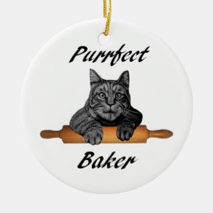 Ornement En Céramique Dame folle de chat de cadeaux de chat de Baker de