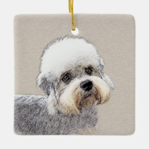 Ornement En Céramique Dandie Dinmont Terrier Peinture Chien Art original
