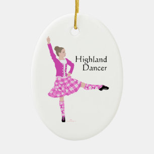 Ornement En Céramique Danseuse des Highlands Écossais Rose