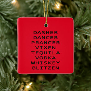 Ornement En Céramique Dasher Dancer Vixen Vodka Tequila Whiskey Blitzen
