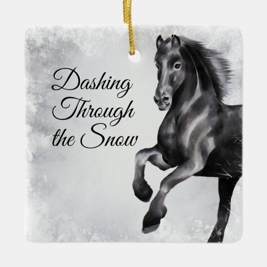 Ornement En Céramique Dashing Through the Snow Beautiful Horse Christmas (Devant)