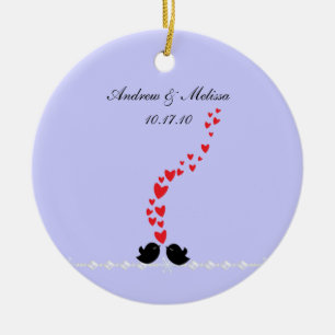 Ornement En Céramique Date de mariage ; A marié notre premier Noël