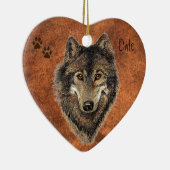 Ornement En Céramique Dated Custom, Wolf, Wolf & Traces Animal (Droite)