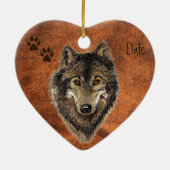 Ornement En Céramique Dated Custom, Wolf, Wolf & Traces Animal (Dos)