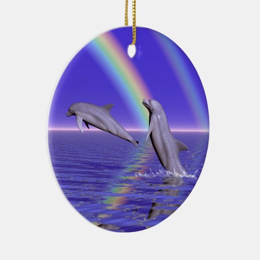 Ornement En Céramique Dauphins et arc-en-ciel (Droite)