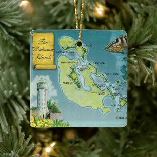 Ornement en céramique de carte colorée des îles ex