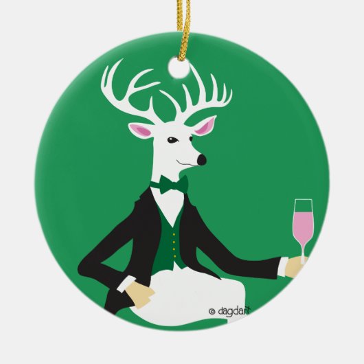 Ornement en céramique de cerf (Devant)