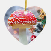 Ornement en céramique de champignon rouge (Devant)