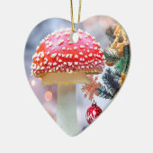 Ornement en céramique de champignon rouge (Gauche)