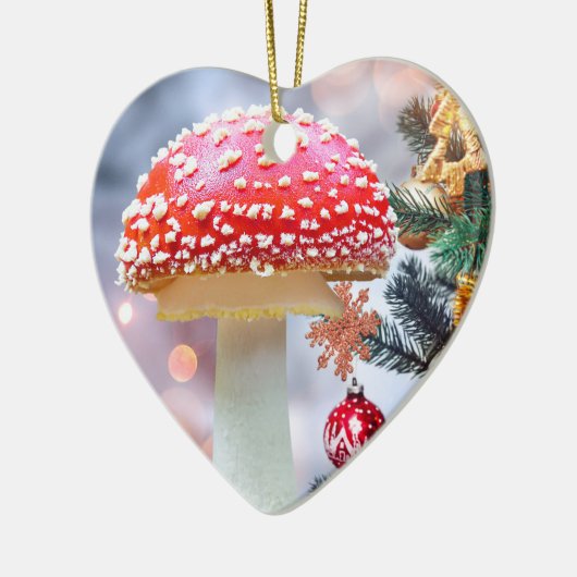 Ornement en céramique de champignon rouge (Gauche)