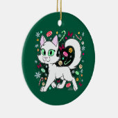 Ornement en céramique de chat de Noël (Vert) (Droite)