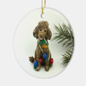 Ornement en céramique de chien marron (Gauche)