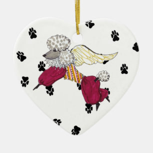 Ornement en céramique de coeur de caniche de