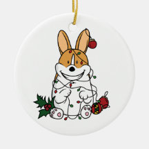Ornement en céramique de corgi de Noël